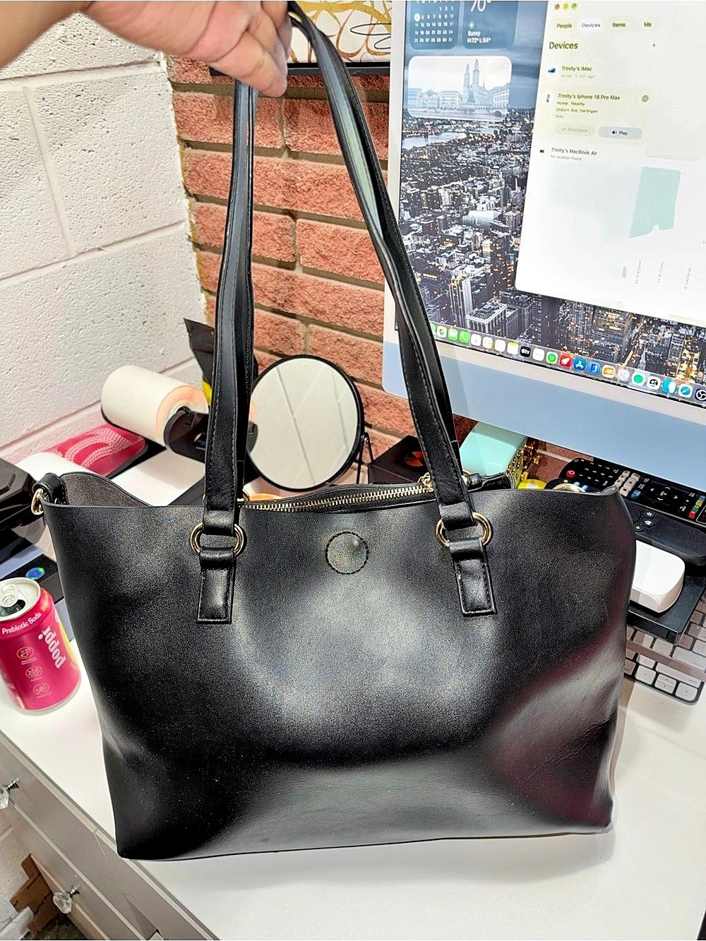 Marc New York Black Leather-Style Tote - Picture 2 of 5